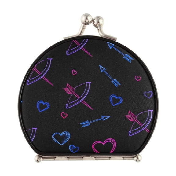 Portable Folding Mirror Compact Double Sided Travel Mirror Small Makeup Mirror Use Present for Women Neon Hearts and Arrow