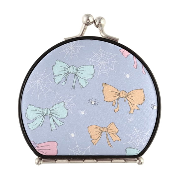 Portable Folding Mirror Compact Double Sided Travel Mirror Small Makeup Mirror Use Present for Women Pastel-colored Bows and Spider Webs