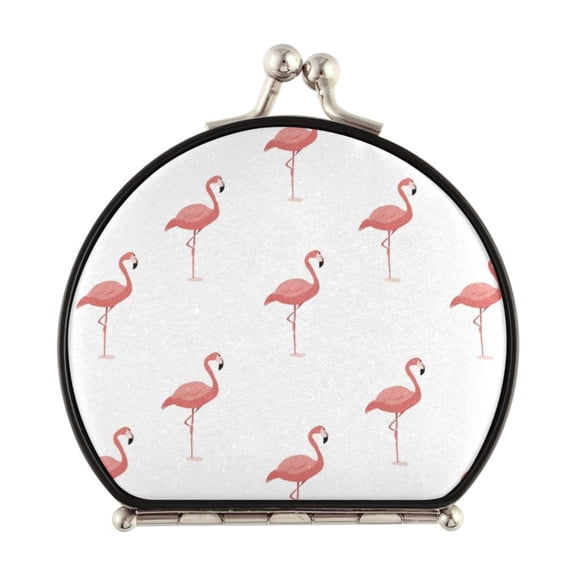 Portable Folding Mirror Compact Double Sided Travel Mirror Small Makeup Mirror Use Present for Women Pink Flamingo Pattern