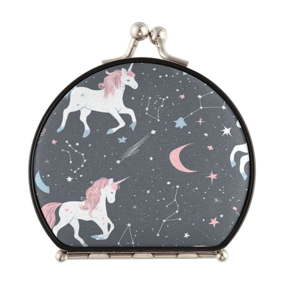 Portable Folding Mirror Compact Double Sided Travel Mirror Small Makeup Mirror Use Present for Women Unicorns and Stars