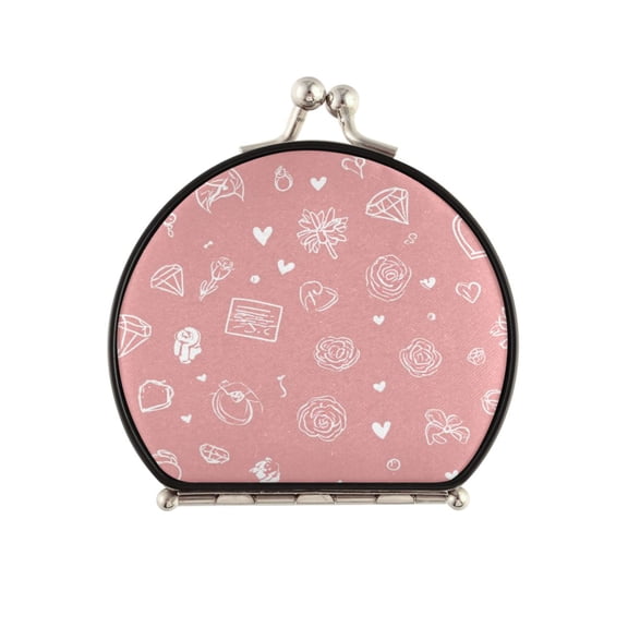 Portable Folding Mirror Compact Double Sided Travel Mirror Small Makeup Mirror Use Present for Women Valentine's Day Symbol Pattern