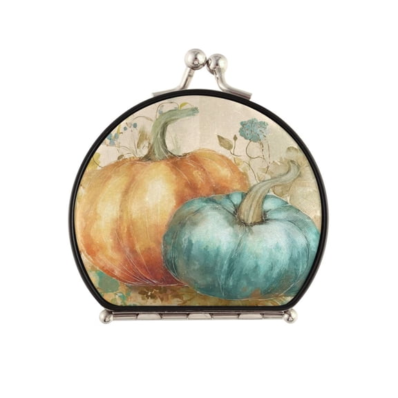 Portable Folding Mirror Compact Double Sided Travel Mirror Small Makeup Mirror Use Present for Women Whimsical Watercolor Pumpkins