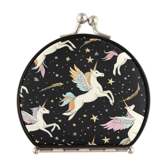 Portable Folding Mirror Compact Double Sided Travel Mirror Small Makeup Mirror Use Present for Women Winged Unicorns