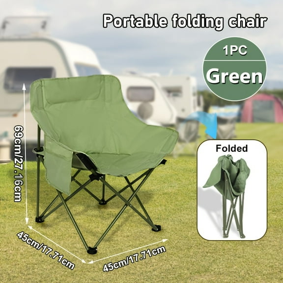 Portable Folding Moon Chair (Low Back) with Carry Bag, Lightweight Camping Chair for Outdoor, Beach, Picnic, Compact & Sturdy