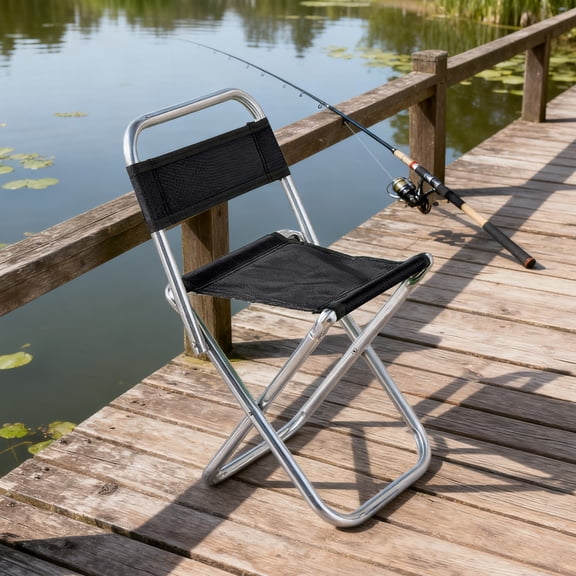 Portable Folding Outdoor Chair With Backrest, Lightweight Metal Frame, Breathable Fabric Seat, Compact Carry, Rust‑Resistant Finish, Quick‑Fold Design, For Camping, Fishing, Barbecue, Beach, Picnics