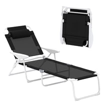 Portable Folding Outdoor Chaise Lounge,Sun Tanning Chair with 4-Position Reclining Back for Beach,Yard,Patio