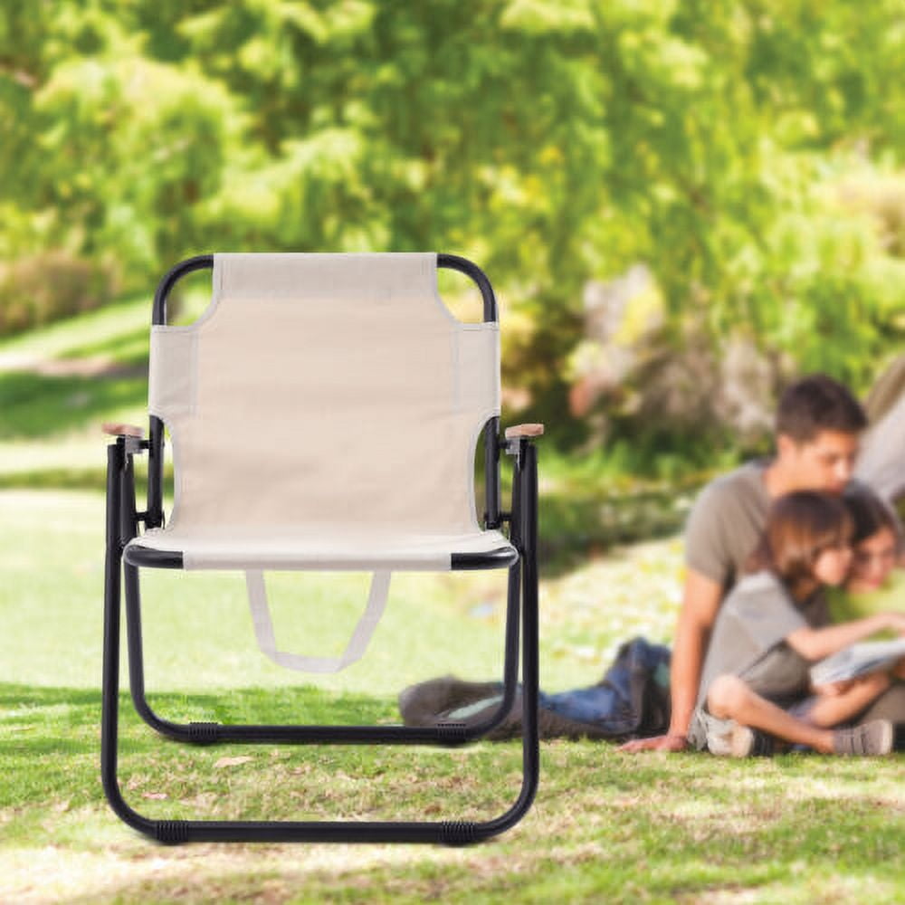 Portable Folding Outdoor High Back Hard Arm Camping Chair with Carrying Handle