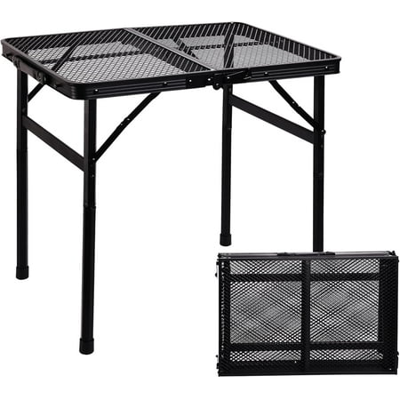 Portable Folding Outdoor Table, 23 in x 15 in, Metal Mesh Top, Lightweight Aluminum Frame, 2 ft Size