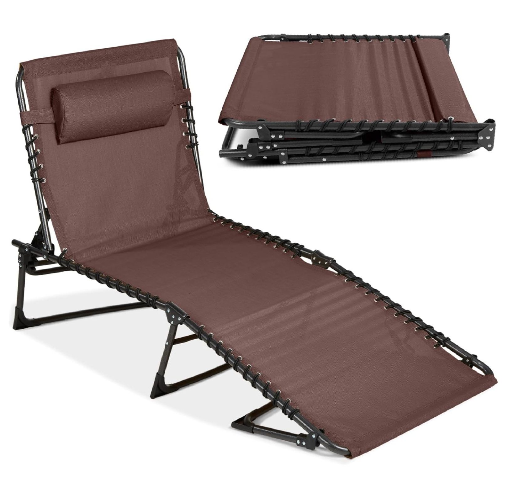 Portable Folding Patio Chaise Lounge Chair with 8 Adjustable Positions ...