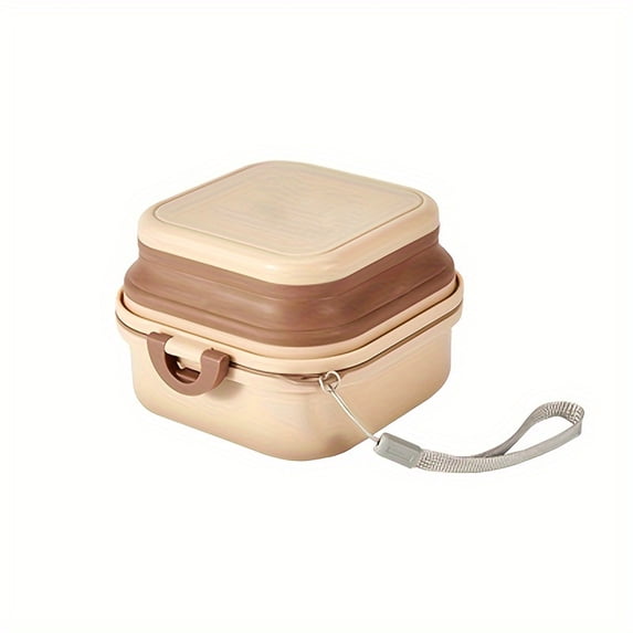 Portable Folding Pet Bowl with Lid, BPA-Free Travel Food Water Container, Outdoor Camping Feeding Dish for Dogs Cats, Khaki, 27 fl oz / 800 mL