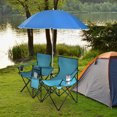 thumbnail image 1 of Portable Folding Picnic Double Chair W/umbrella Table Cooler Beach Camping Turquoise, 1 of 8
