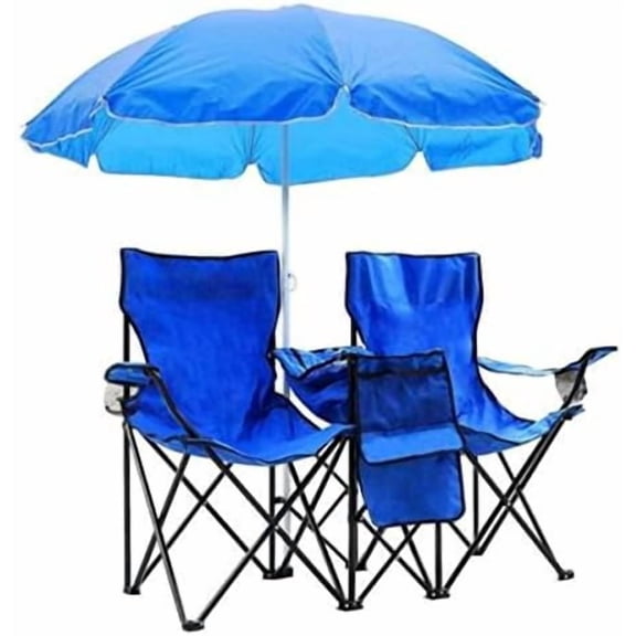 Portable Folding Picnic Double Recline Chair Umbrella Table Cooler Beach Camping Chair Stadium Seat$$Sport & Recreation Other