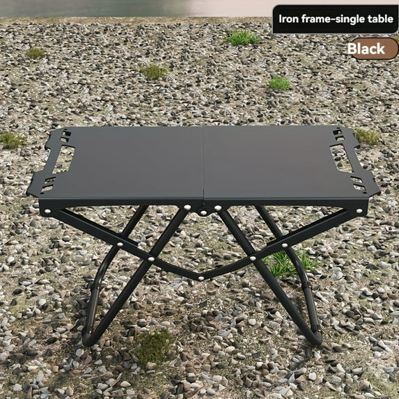 Portable Folding Picnic Table - Heavy-Duty Metal Frame, No Assembly - Compact for Camping, Backyard & Outdoor Use