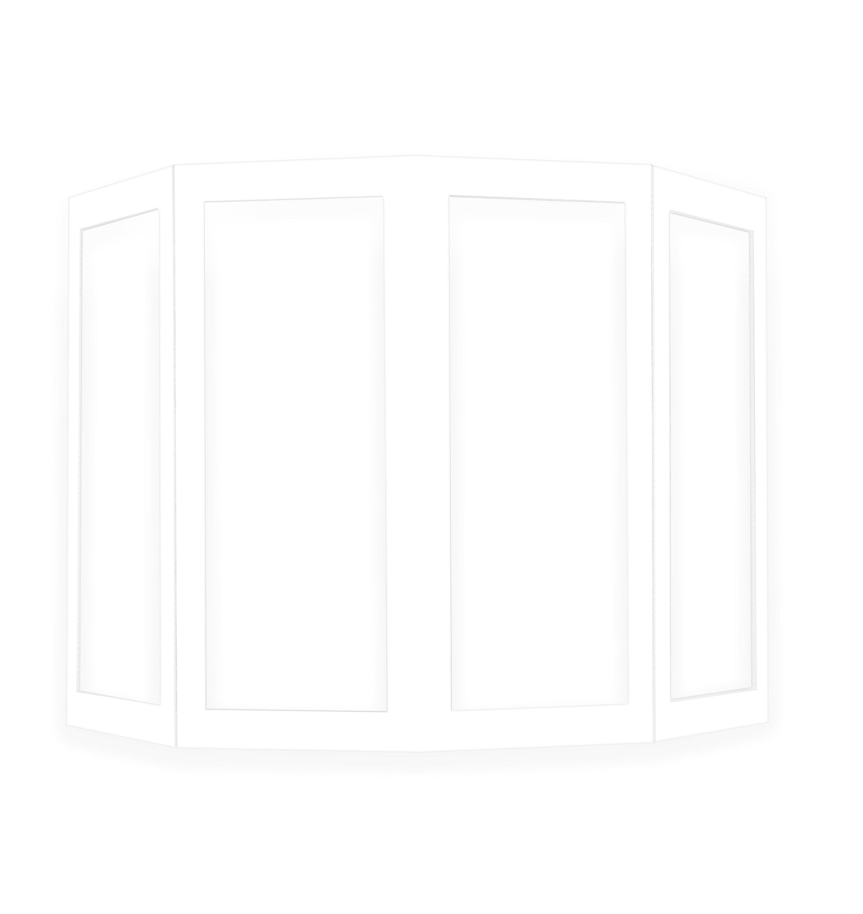 Portable Folding Rigid .25" Honeycomb Corrugate Partition with 4 CLEAR panels - White/White 48L" x 24W" x 58H" with four 18L" x 50H" PET CLEAR windows