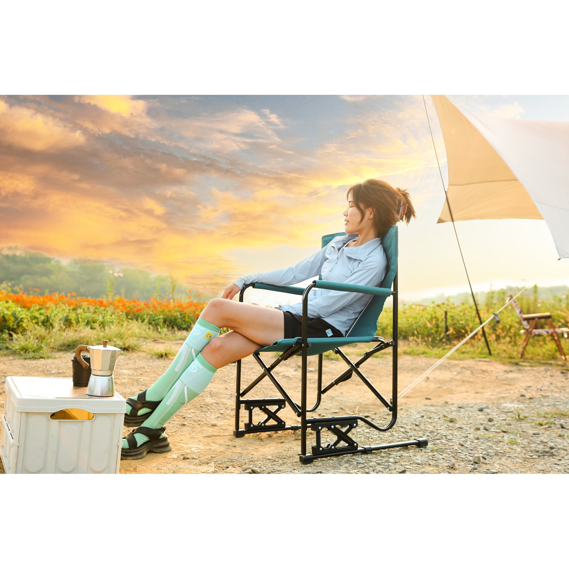 Portable Folding Rocking Chair | Durable Armrests & Mesh Backing ...