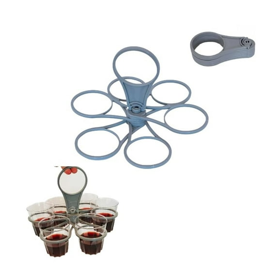 Portable Folding Rotating 6-Cup Holder with Handle, Compact Coffee and Cocktail Cup Organizer for Parties, Picnics, Outdoor Events, Durable Carrying Case Included