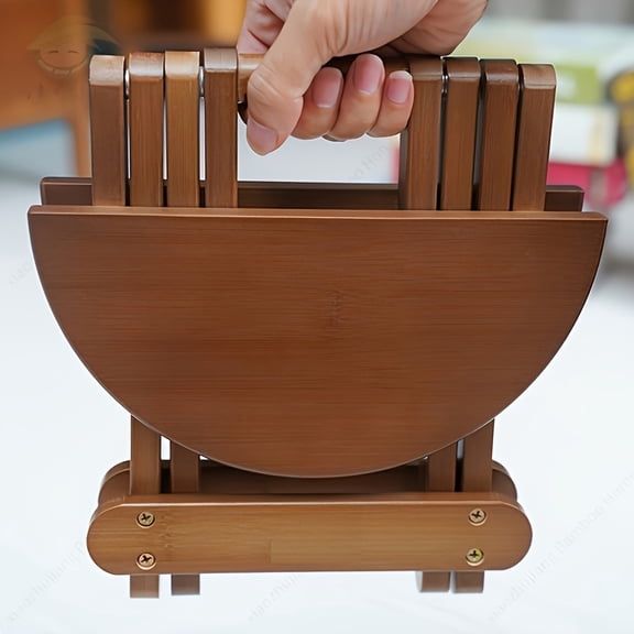 Portable Folding Round Stool Made from Hardwood, Water-Resistant with Anti-Slip Design, Lightweight and Strong for Camping, Fishing, or Indoor Use as a Holiday Gift