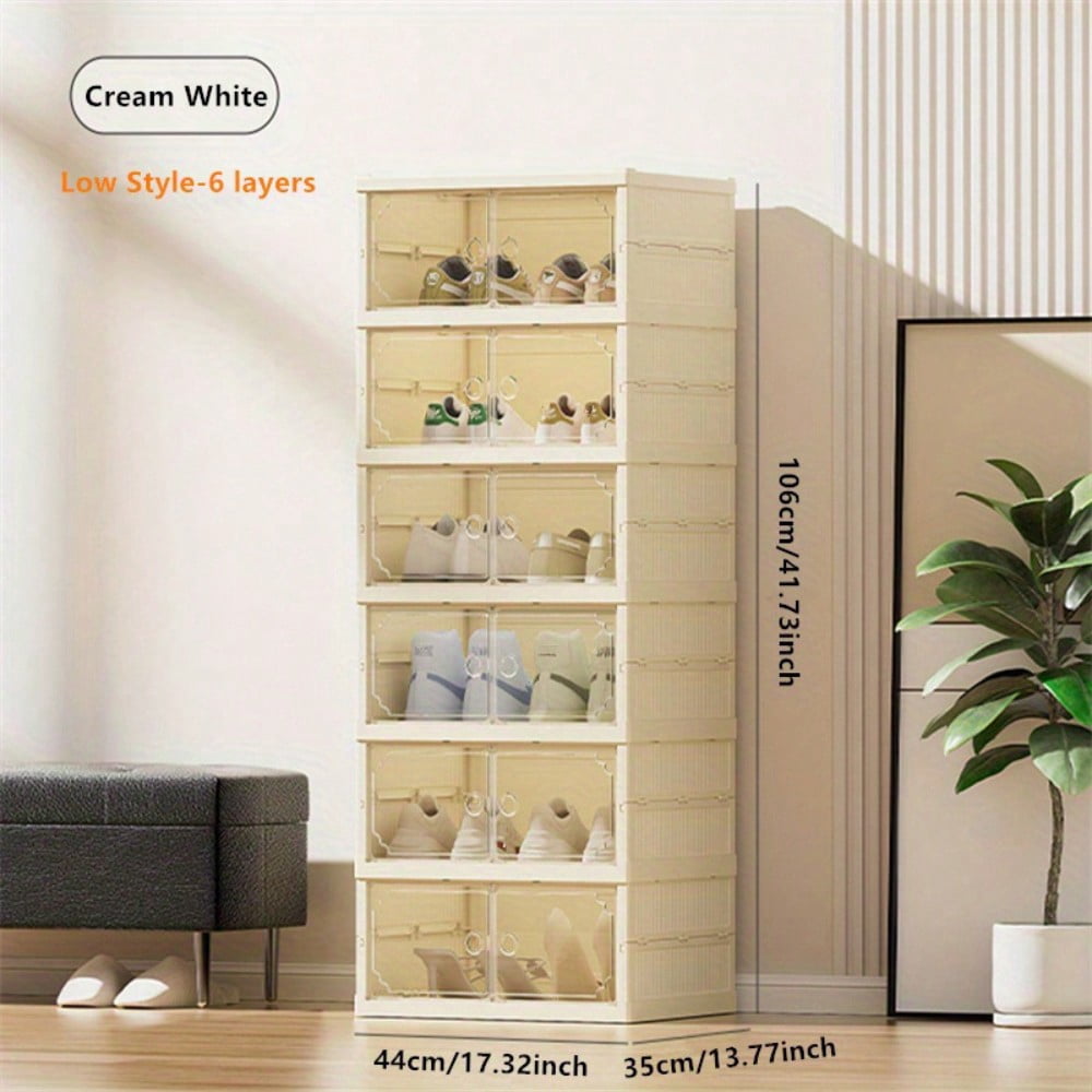 Portable Folding Shoe Rack Shoe Organizer Storage Box With Door For ...