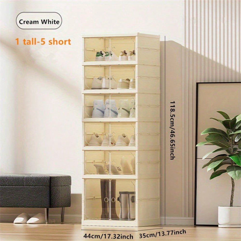 Portable Folding Shoe Rack Shoe Organizer Storage Box With Door For ...
