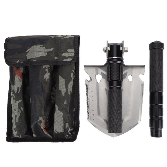 Portable Folding Shovel - Collapsible Spade, Multi-Function Garden Tool for Hiking and Camping, Two Section Handle