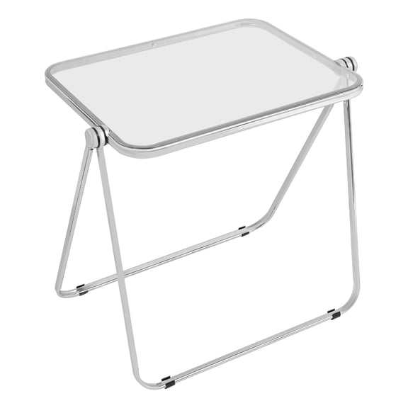 Portable Folding Side Table, Clear Tiny Desk for Small Space Home Office Living Room Bedroom