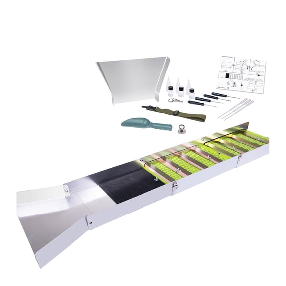 Portable Folding Sluice Box Gold Mining Prospecting Equipment Set with Accessories Including Pick Magnets For Field Use
