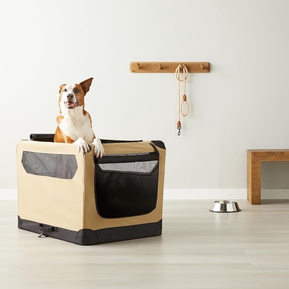 Portable Folding Soft Dog Crate for Cat, Dog, Rabbit, Double Door with Mesh Ventilation, Collapsible, Easy to Set Up, Large 36" x 24" x 24"