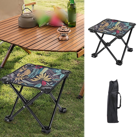 Portable Folding Stool Lightweight Camping Chair With Carry Bag Compact Foldable For Outdoor Fishing Picnic