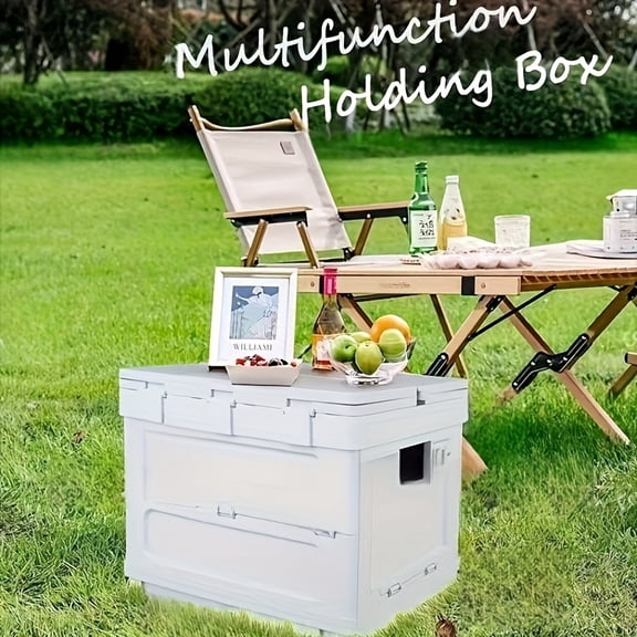 Portable Folding Storage Box for Camping, Picnics & Car Backup - Multi-Functional Outdoor Organizer Cabinet with Carry Handle