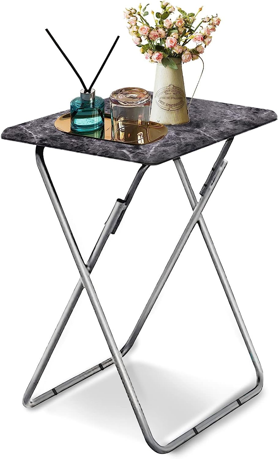 Portable Folding TV Tray/TV Trays Foldable Dinner Snack Trays Table, Portable Foldable Table Small Sofa Bedside Tables with Light Weight, 15 x 18.9 x 26 in(Blac