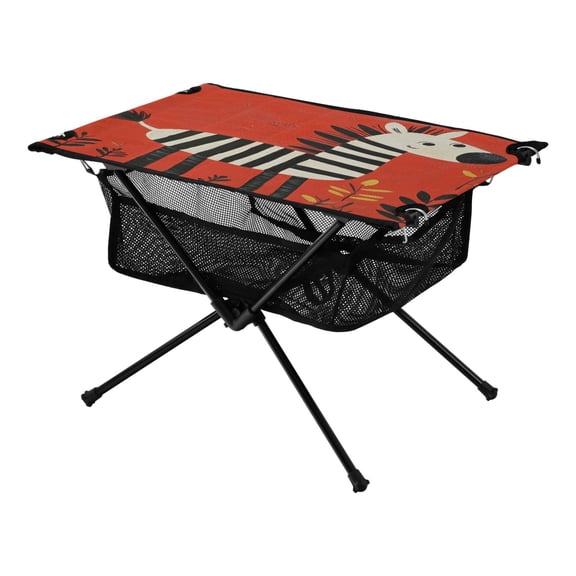 Portable Folding Table 23.6" Lightweight Oxford Fabric Camping Desk for Outdoor, Garden, Fishing Gear A Zebra