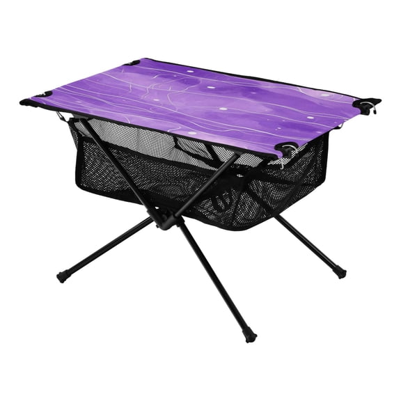 Portable Folding Table 23.6" Lightweight Oxford Fabric Camping Desk for Outdoor, Garden, Fishing Gear Abstract Purple Watercolor Background