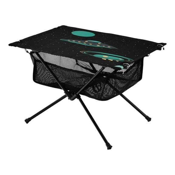 Portable Folding Table 23.6" Lightweight Oxford Fabric Camping Desk for Outdoor, Garden, Fishing Gear Alien Spaceship