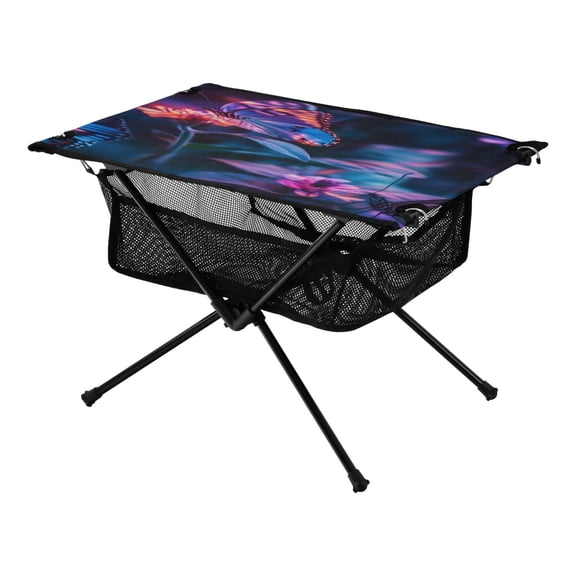 Portable Folding Table 23.6" Lightweight Oxford Fabric Camping Desk for Outdoor, Garden, Fishing Gear Beautiful Butterfly
