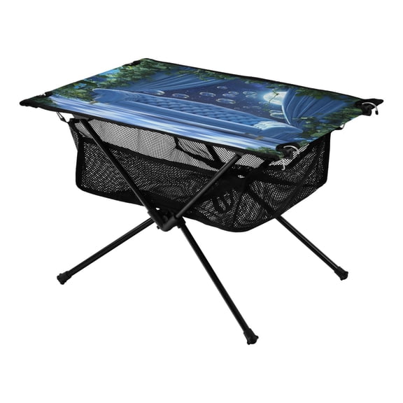 Portable Folding Table 23.6" Lightweight Oxford Fabric Camping Desk for Outdoor, Garden, Fishing Gear Blue Sofa