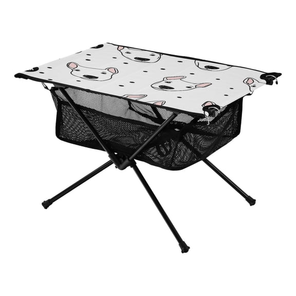 Portable Folding Table 23.6" Lightweight Oxford Fabric Camping Desk for Outdoor, Garden, Fishing Gear Cartoon Dog Faces