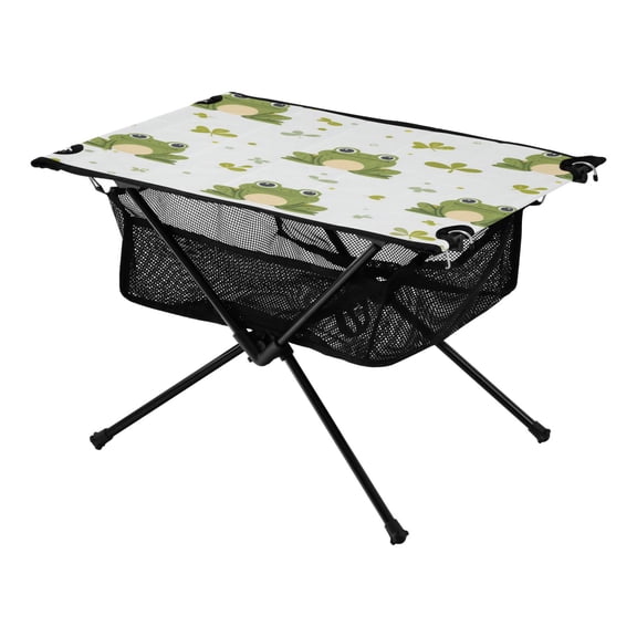 Portable Folding Table 23.6" Lightweight Oxford Fabric Camping Desk for Outdoor, Garden, Fishing Gear Cartoon Frog Pattern