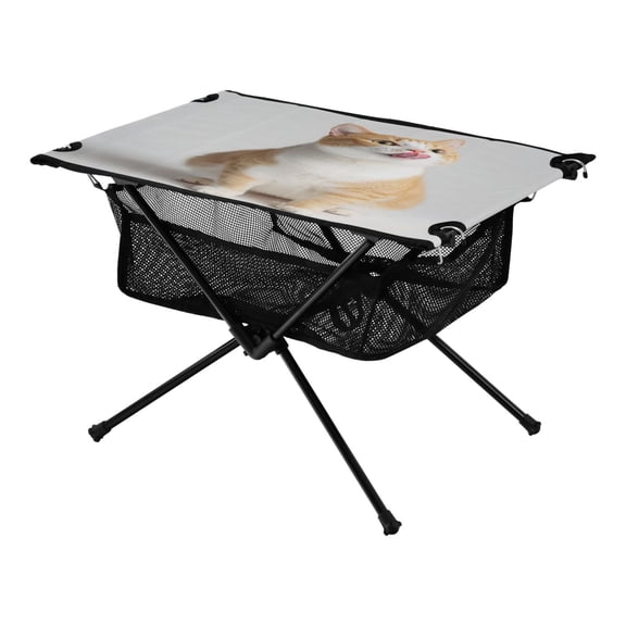 Portable Folding Table 23.6" Lightweight Oxford Fabric Camping Desk for Outdoor, Garden, Fishing Gear Cat Sticking Out Their Tongues