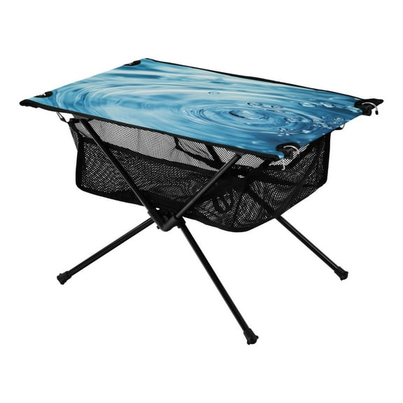 Portable Folding Table 23.6" Lightweight Oxford Fabric Camping Desk for Outdoor, Garden, Fishing Gear Circular Ripple