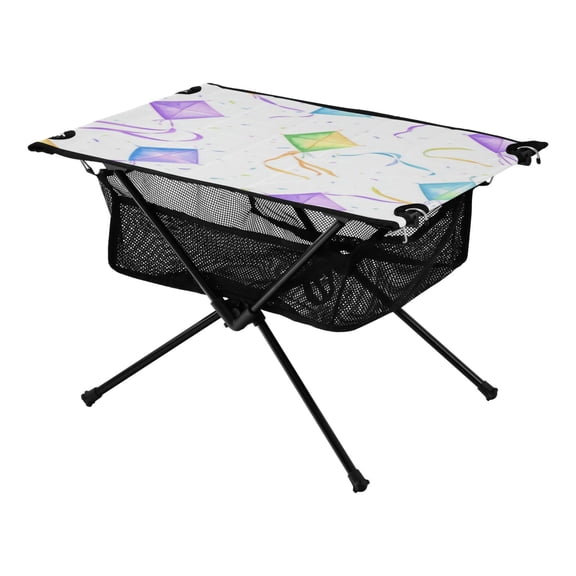 Portable Folding Table 23.6" Lightweight Oxford Fabric Camping Desk for Outdoor, Garden, Fishing Gear Colorful Kites Pattern
