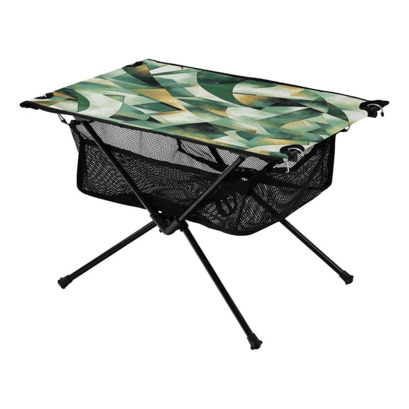 Portable Folding Table 23.6" Lightweight Oxford Fabric Camping Desk for Outdoor, Garden, Fishing Gear Cubist Geometric Shapes