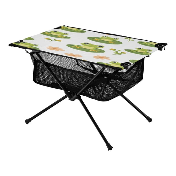 Portable Folding Table 23.6" Lightweight Oxford Fabric Camping Desk for Outdoor, Garden, Fishing Gear Cute Frog Pattern