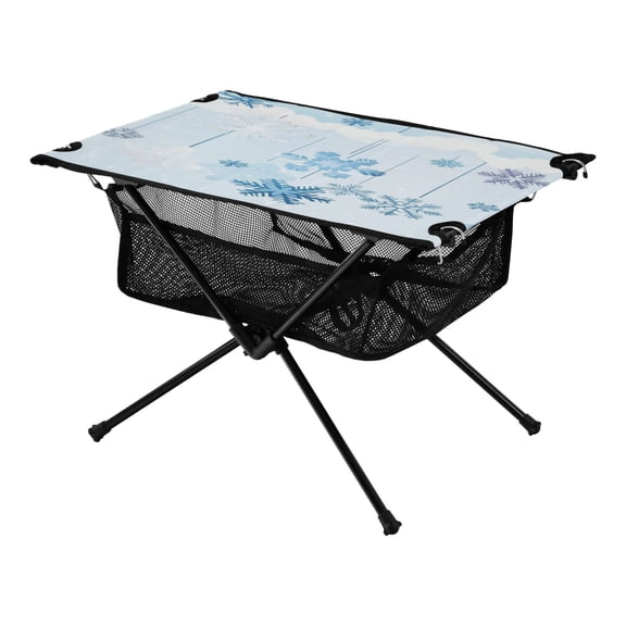 Portable Folding Table 23.6" Lightweight Oxford Fabric Camping Desk for Outdoor, Garden, Fishing Gear Hanging Snowflakes