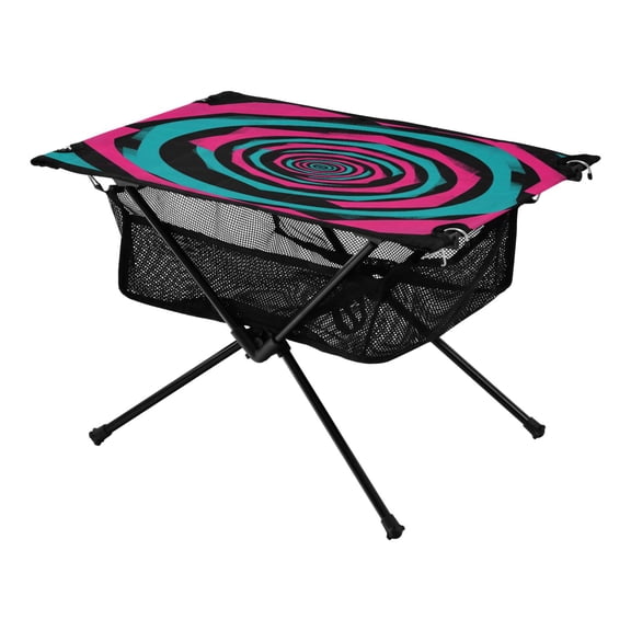 Portable Folding Table 23.6" Lightweight Oxford Fabric Camping Desk for Outdoor, Garden, Fishing Gear Intricate Spiral Pattern