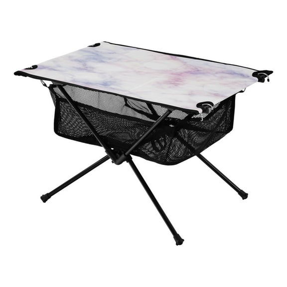 Portable Folding Table 23.6" Lightweight Oxford Fabric Camping Desk for Outdoor, Garden, Fishing Gear Pink and Purple Marble Texture