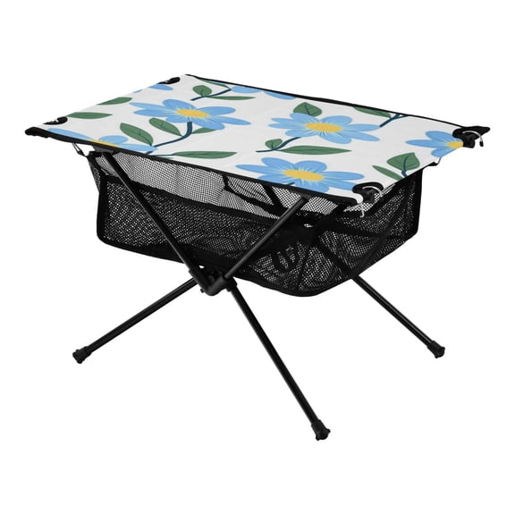Portable Folding Table 23.6" Lightweight Oxford Fabric Camping Desk for Outdoor, Garden, Fishing Gear Spring Flowers