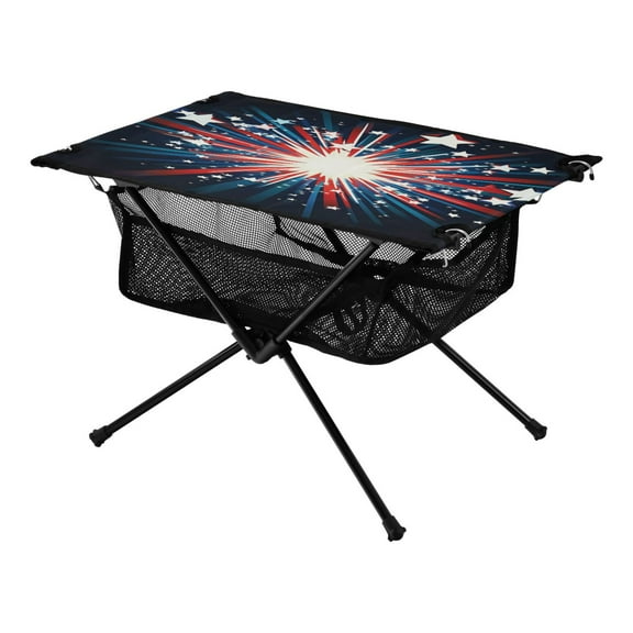 Portable Folding Table 23.6" Lightweight Oxford Fabric Camping Desk for Outdoor, Garden, Fishing Gear Stars Exploding