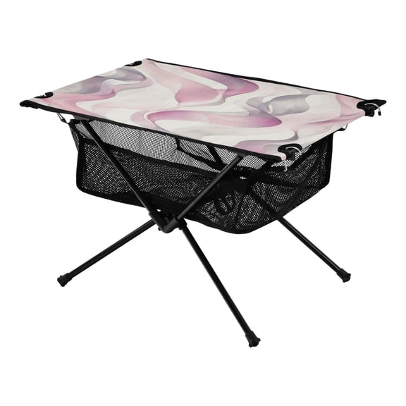Portable Folding Table 23.6" Lightweight Oxford Fabric Camping Desk for Outdoor, Garden, Fishing Gear Watercolor Abstract Wavy Lines