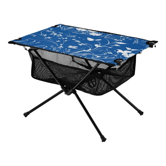 Portable Folding Table 23.6" Lightweight Oxford Fabric Camping Desk for Outdoor, Garden, Fishing Gear White Shapes and Lines