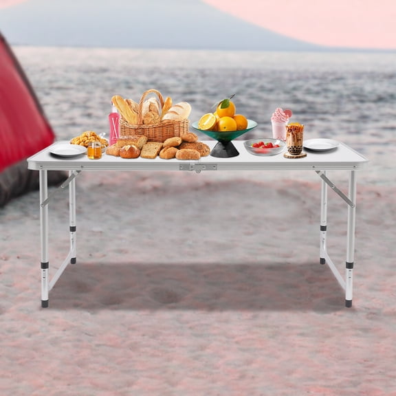 Portable Folding Table Indoor & Outdoor Adjustable Height Table for Picnic, BBQ For Indoor Use Such As Living Room, Sitting Room